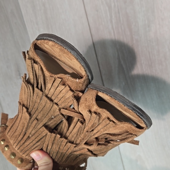 Coconut by Matisse Ankle Leather Friggle Heels Open Toe shoes sz 8M - Picture 4 of 11